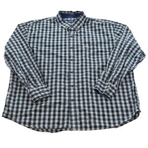 IZOD Blue Plaid Long Sleeve Button Down Shirt Cotton Blend Mens XXL